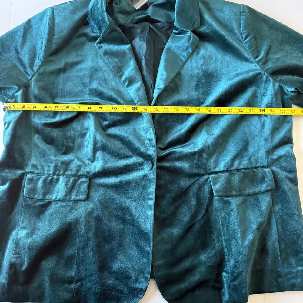 Roaman’s Teal Velvet Women's Blazer Jacket Size 26W - Picture 4 of 8